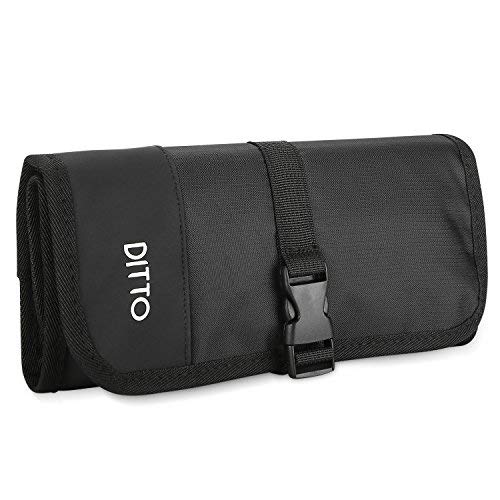 Product Cover Ditto Electronics Organizer Travel Bag, Small Electronics Accessories Cable Carrying Case Roll Up Pouch Hard Drives Cables Charger SD Memory Cards Earphone Pen â'¬â€œBlack