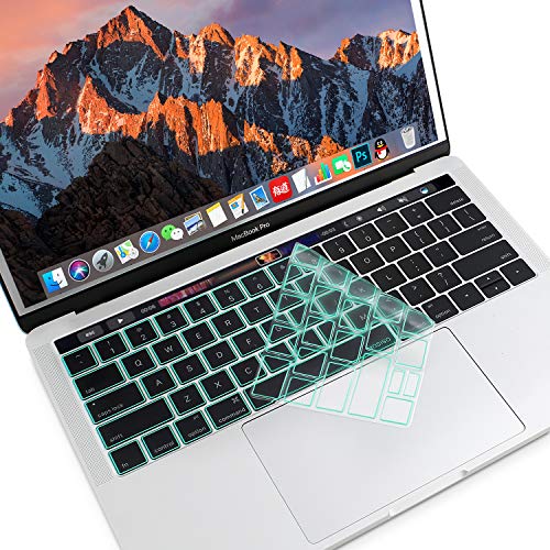Product Cover MOSISO Premium Ultra Thin TPU Keyboard Cover Compatible with MacBook Pro with Touch Bar 13 and 15 inch 2019 2018 2017 2016 (Model: A2159, A1989, A1990, A1706, A1707) Transparent Skin, Mint Green