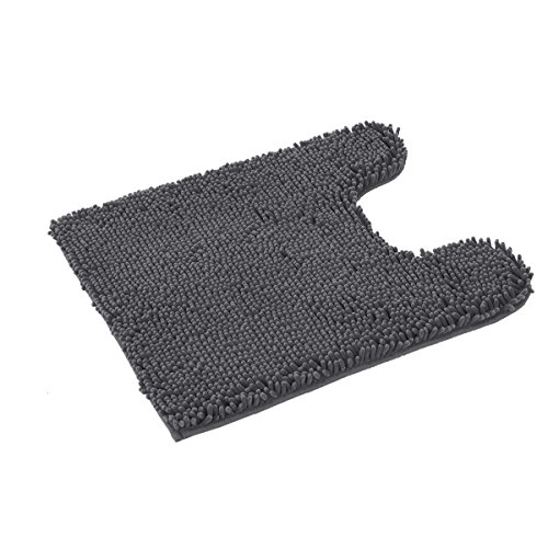 Product Cover TREETONE Chenille Bath Mat Bathroom Rugs,21x24 Inchs U-Shape Contoured Toilet Mat, Machine Wash,Soft, Non Slip,Water Absorbent Plush Rugs for Tub Shower & Bath Room - Charcoal Gray