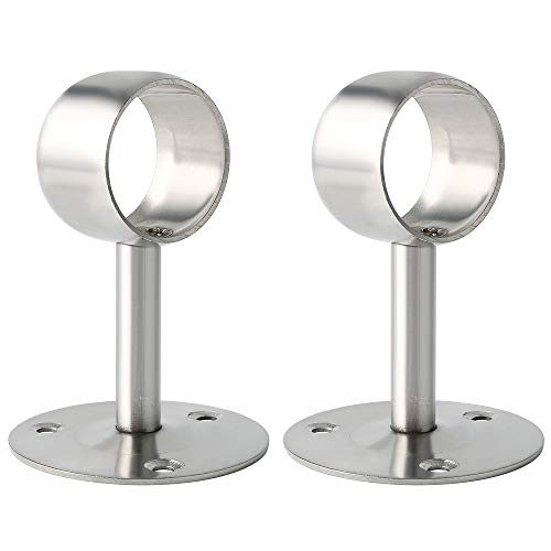 Product Cover Alise 1-1/2Inch Dia. Shower Curtain Closet Rod Holder Pipe Flange Socket Ceiling Mount Bracket Fitting Parts Supports,Stainless Steel Brushed Nickel 2 Pcs