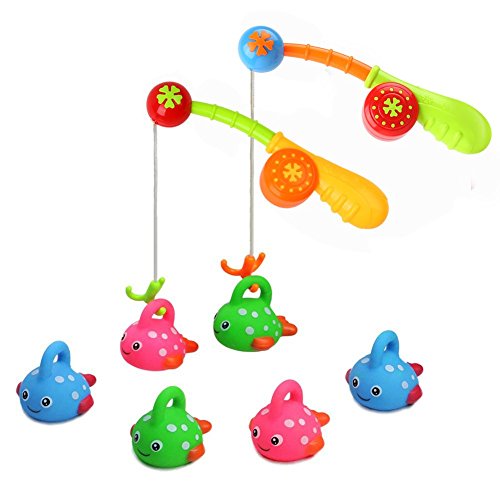 Product Cover Bath Toys for Toddlers Kids Bathtub Fun Toys Fishing Game with Cute Spotted Fish and Fishing Rod, Christmas Toys Gifts for Boys Girls Children - Color Random