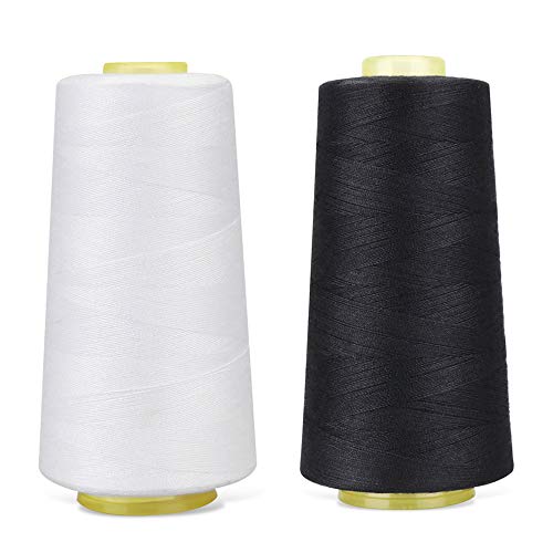Product Cover RCL 100% Polyester Sewing Thread Spools - 3000 Yards/1 Spool of Yarn, 40/2 All-Purpose Connecting Threads for Sewing Machine and Hand Repair Works (Black & White)