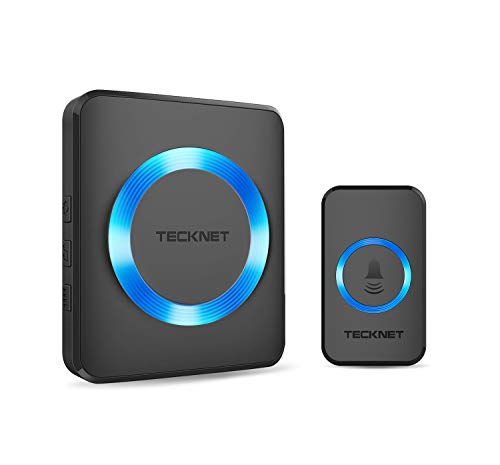 Product Cover Wireless Doorbell, TeckNet Plug-in Cordless Door Chime Kit With 1000ft Range, 33 Chimes, 4 Level Volume, No Batteries Required for Receiver (Black)