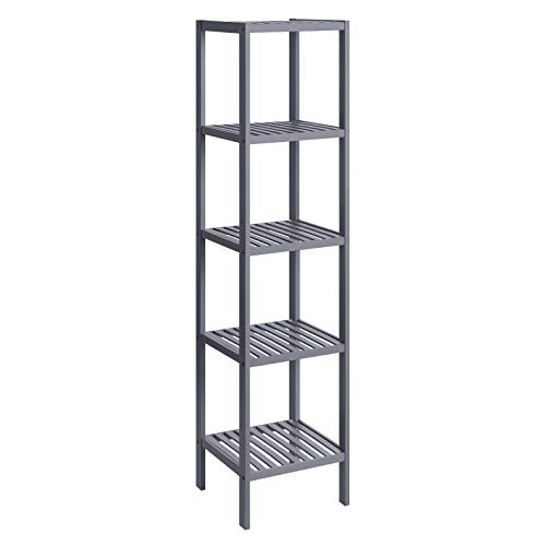 Product Cover SONGMICS 5-Tier Bamboo Bathroom Shelf, Standing Kitchen Rack, 13 x 13 x 57.5 Inces, for Narrow Spaces, Living Room, Hallway Gray UBCB55GY