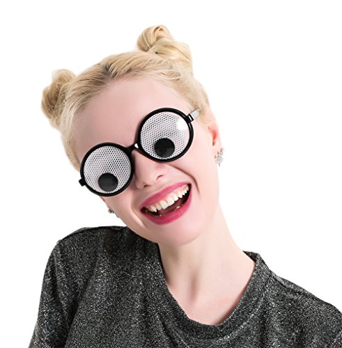 Product Cover Googly Eyes Glasses - Plastic Round Party Favors, Novelty Shades, Party Toys, Funny Costume Glasses Accessories for Kids & Adults