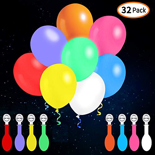 Product Cover iFUNow 32 Pack LED Balloons Flashing, 8 Colors Light Up Balloons, Lasts 12-24 Hours for Glow in the Dark Party Supplies, Birthday Decorations, Halloween Party