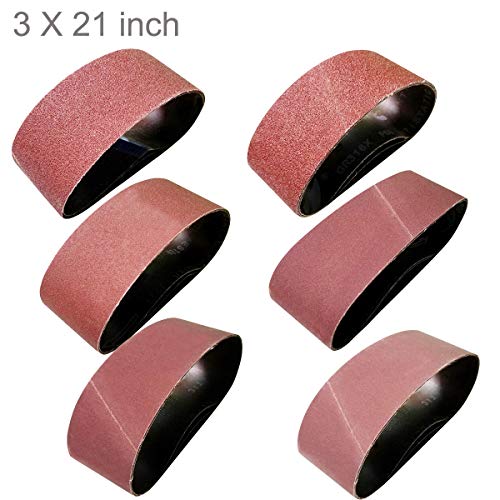 Product Cover M-jump 18 PCS 3 inch x 21 inch Aluminum Oxide Sanding Belt(3 Each of 60 80 120 150 240 400 Grits)(3x21in)