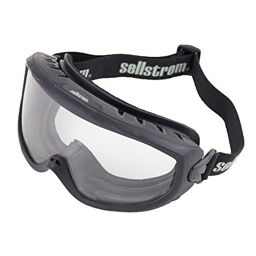 Product Cover Sellstrom Comfortable, Non-Vented, Wildland Fire Goggle, Scratch-Resistant, Anti-Fog Coating, Clear Lens, Adjustable FR Strap, Black Frame, S80225, 6.5