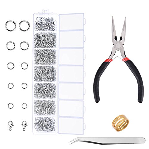 Product Cover Paxcoo 1500Pcs Silver Jump Rings with Lobster Clasps and Jewelry Pliers for Jewelry Making Supplies Findings and Necklace Repair