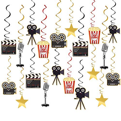 Product Cover CQI Movie Night Party Supplies Hanging Decorations - 30pcs Hollywood Movie Theme Party Decorations