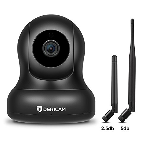 Product Cover Dericam HD Home Security Camera, Wireless WiFi Camera with an Additional 5db Powerful Antenna for Home Monitor, Pan/Tilt Control, 4X Digital Zoom, Night Vision, 720P-P1, Black