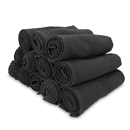 Product Cover Arkwright Bleach Safe Salon Towels Pack of 12 (16 x 28 inch, Black)