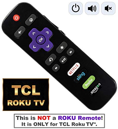 Product Cover [New 2018] TCL Roku TV Remote with Power/Volume Control and Updated 4 Shortcuts e.g. Netflix Amazon Sling HBONOW (RC280 RC282)