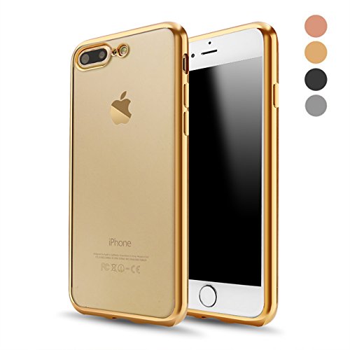 Product Cover iPhone 8 Plus Case, iPhone 7 Plus Case, RLINGX Soft TPU Gel Bumper Cover Shell[Support Wireless Charging] [Slim Fit] Style Clear Protective Case for Apple iPhone 8 Plus 5.5 in(Gold)
