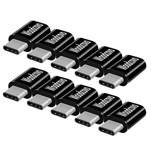 Product Cover Micro USB to USB C Adapter 10 Pack Aluminum Woodcovo Converter Micro USB to Type C USB Adapter Data Syncing and Charging Converter for Samsung,MacBook,ChromeBook Pixel,Nexus