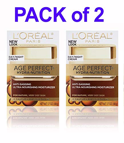 Product Cover (PACK of 2) L'0real Paris Age Perfect HYDRA-NUTRITION DAY/NIGHT CREAM, Anti-Sagging Ultra-Nourishing Moisturizer, 1.7 Oz (48g) EACH - For Mature, Very Dry Skin Day Night Cream SEALED