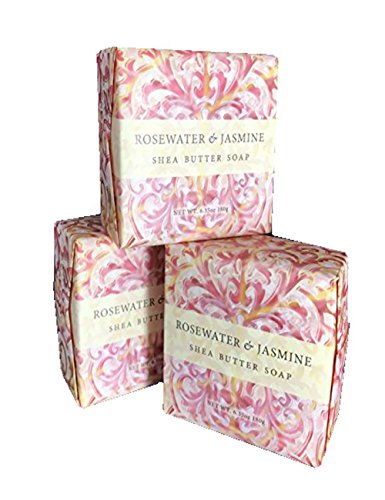 Product Cover Greenwich Bay Cleansing Spa Soap, Shea Butter, and Cocoa Butter. Blended with Loofah and Apricot Seed, No Parabens, No Sulfates 6.35 Ounce (3 Pack) (Rosewater Jasmine)