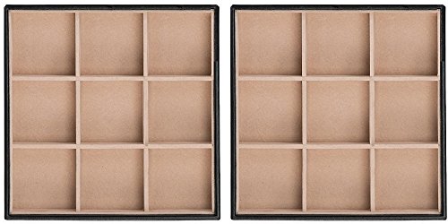 Product Cover Glenor Co Jewelry Organizer Tray - Set of 2 - Stackable 18 Slots Jewelry Storage Trays - Display on Dresser or Drawer - Compatible with Other Glenor Trays - Black