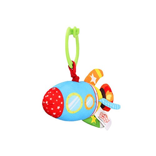Product Cover Boddenly Cute Bebek Baby Plush Rattles Handle Submarine/Car/Ship/Rocket/Airplane Pulling Play Toys Baby Bed Stroller Hanging for Baby Kid Gift (D)
