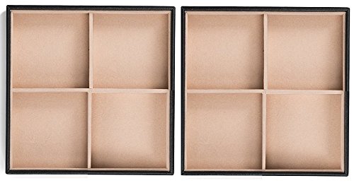 Product Cover Glenor Co Jewelry Organizer Tray - Set of 2 - Stackable 8 Square Slot Jewelry Storage Trays - Display on Dresser or Drawer - Compatible with Other Glenor Trays - Black
