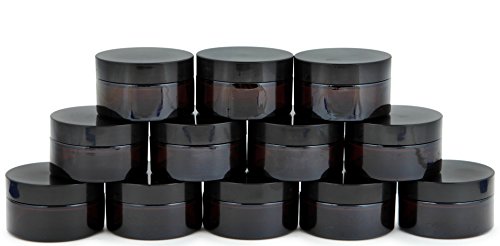 Product Cover Vivaplex, 12, Amber, 15 ml, Round Glass Jars, with Inner Liners and black Lids