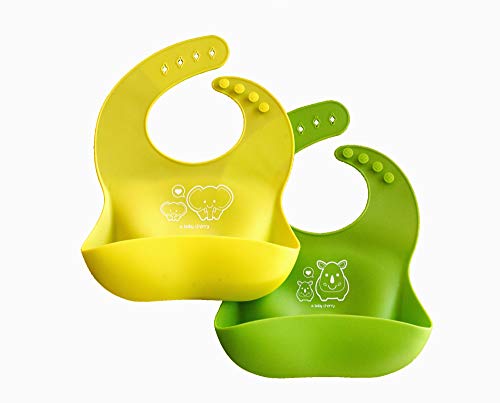 Product Cover A Baby Cherry Bib 21st Century Waterproof Silicone Bib for feeding infants and toddlers (6M to 5 Yr) - Unisex Set of 2 Silicone Bibs