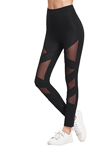 Product Cover SweatyRocks Women's Mesh Panel Side High Waist Leggings Skinny Workout Yoga Pants