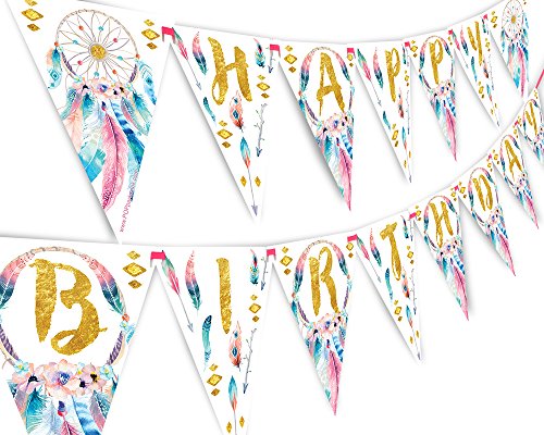 Product Cover Boho Happy Birthday Banner Pennant - Wild One Party Banner