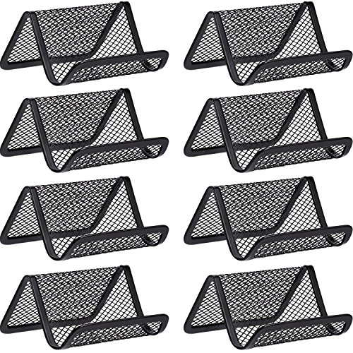 Product Cover 8 Pack Black Metal Mesh Business Card Holder Business Card Organizer for Office Name Card