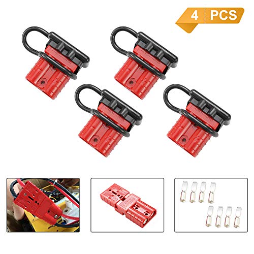 Product Cover BUNKER INDUST 50A 6-10 Gauge Battery Quick Connect Disconnect Wire Harness Plug Kit 4 Pcs Battery Cable Quick Connect Disconnect Plug for Winch Auto Car Trailer Driver Electrical Devices,Red