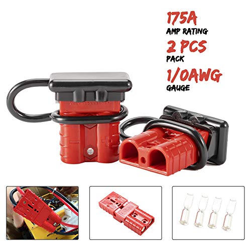 Product Cover BUNKER INDUST 175A 1/0AWG Battery Quick Connect Wire Harness Plug Kit Battery Cable Quick Connect Disconnect Plug for Winch Auto Car Trailer Driver Electrical Devices,2 Pcs,Red