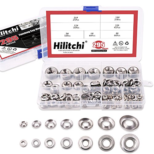 Product Cover Hilitchi 295-Pcs [#4 - #16] Finishing Cup Countersunk Washer Assortment Set - 304 Stainless Steel