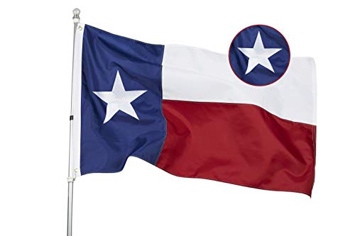 Product Cover State of Texas 3x5 Feet Flag - Embroidered Sewn Heavyweight 210D Oxford Nylon Flag Vivid Color - Brass Grommets and 4 Stitch Hemming USA Flag