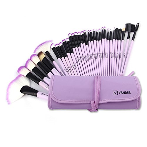 Product Cover Make up Brushes, VANDER Professional 32pcs Makeup Brush Set, Makeup Brushes Set Foundation Blending Cosmetic Brush Set Kit,Purple