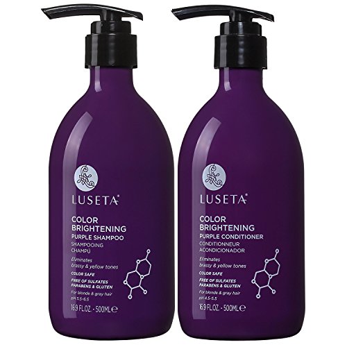 Product Cover Luseta Color Brightening Purple Shampoo and Conditioner Set for Blonde and Gray Hair, Infused with Cocos Nucifera Oil to Help Nourish, Moisturize and Condition Hair, 2x16.9oz