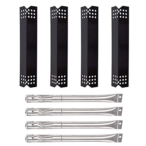 Product Cover SHINESTAR Grill Replacement Parts for Grill Master 720-0697, Nexgrill 720-0783C, 720-0783E, 7200697, Porcelain Steel Heat Shields Plate Tent Flame Tamers + Stainless Steel Burner Tubes (4 Pack/Set)
