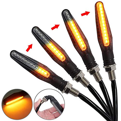 Product Cover Justech 4pcs Universal Flowing Waterproof Motorcycle Motorbike LED Turn Signal Indicator Amber Light