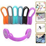 Product Cover SUNFICON 6 Pack Cable Organizers Magnetic Cable Clips Earbuds Cords Winder Bookmark Clips Whiteboard Noticeboard Fridge Magnets USB Cable Manager Keeper Wrap Ties Straps for Home Kitchen,Office,School