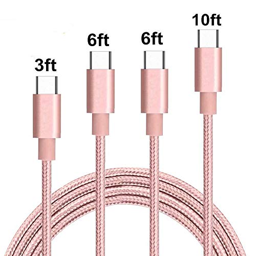 Product Cover USB Type C Cable,Bcker 3Ft 6Ft 6Ft 10Ft 4 PACK Nylon Braided Charging Cord USB Type C Fast Charger Cable for Samsung Galaxy S9,Note 8,S8 Plus,LG V30 V20 G6 G5,Google Pixel,Nexus 6P 5X,Moto Z Z2 (pink)