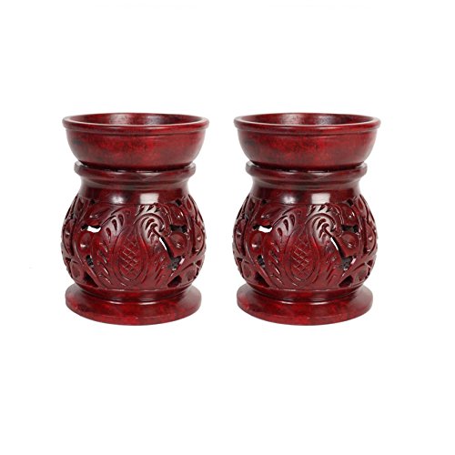 Product Cover Hosley Set of 2 Soapstone Oil Warmer 3.8 Inch High. Ideal for Spa and Aromatherapy. Use with Brand Wax Melts Cubes Essential Oils and Fragrance Oils. O6