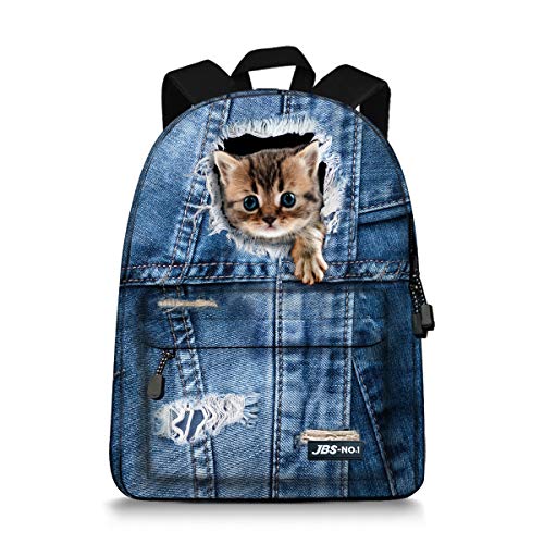 Product Cover JBS-NO.1 Cute Cats Backpack for Teen Girls,Canvas BookBags for School (Blue1)