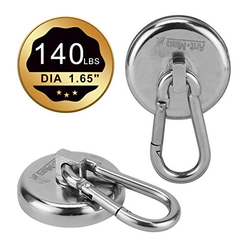 Product Cover Ant Mag Magnetic Hooks 140LBS Heavy Duty Neodymium Magnet with Swiveling Carabiner Magnet Snap Hook for Indoor/Outdoor Hanging Bag Kitchen Garage Magnet Type Cruise Ship Magnetic Hook (2 Pack)