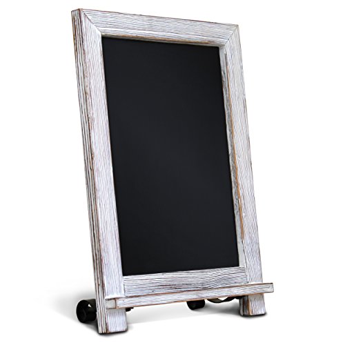 Product Cover Rustic Whitewash Tabletop Chalkboard Sign / Hanging Magnetic Wall Chalkboard / Small Countertop Chalkboard Easel / Kitchen Countertop Memo Board / 9.5
