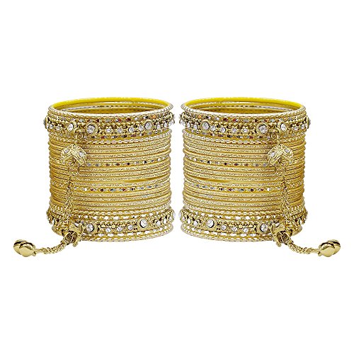 Product Cover MUCH-MORE Gorgeous Collection Fashion Made of Latkan Bangles for Women & Girls (Golden, 2.8)