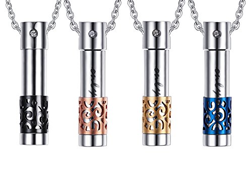 Product Cover VNOX 4 Color a Set Stainless Steel Cylinder Urn Pendant Necklace for Memorial Human Being Cremation Ashes