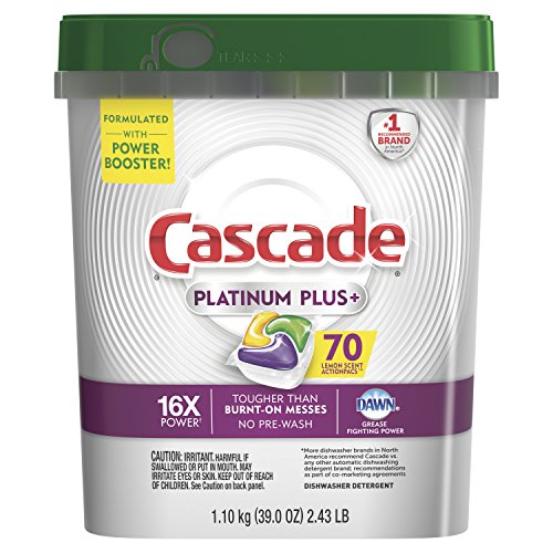 Product Cover Cascade Platinum Plus Dishwasher Pods, Actionpacs Dishwasher Detergent, Lemon Scent, 70 Count