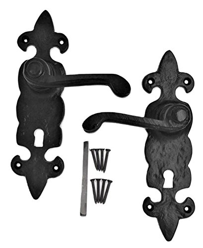 Product Cover Antique Look Spring Loaded Handle for Interior and Exterior Gates and Doors - Black