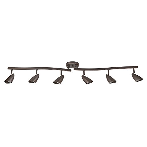 Product Cover Globe Electric 59376 Grayson 6-Light Adjustable S-Shape Track Lighting, Bronze Color, Oil Rubbed Finish, Bulbs Included