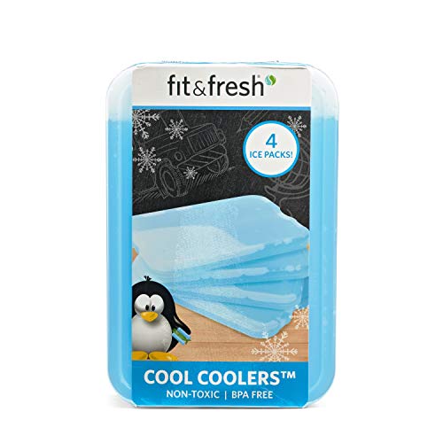 Product Cover Fit & Fresh XL Cool Coolers Reusable Ice Packs, Long Lasting Ice Packs for Lunch Boxes, Lunch Bags and Coolers, Set of 4, Blue