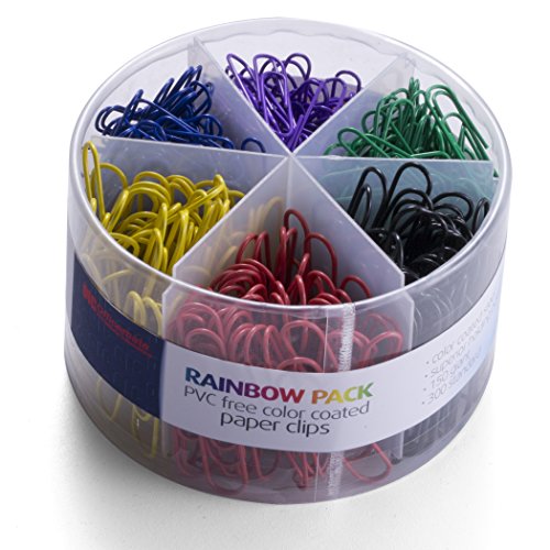 Product Cover Officemate PVC Free Color Coated Paper Clips, 450 Per Tub Office Paper Clamp (97229)